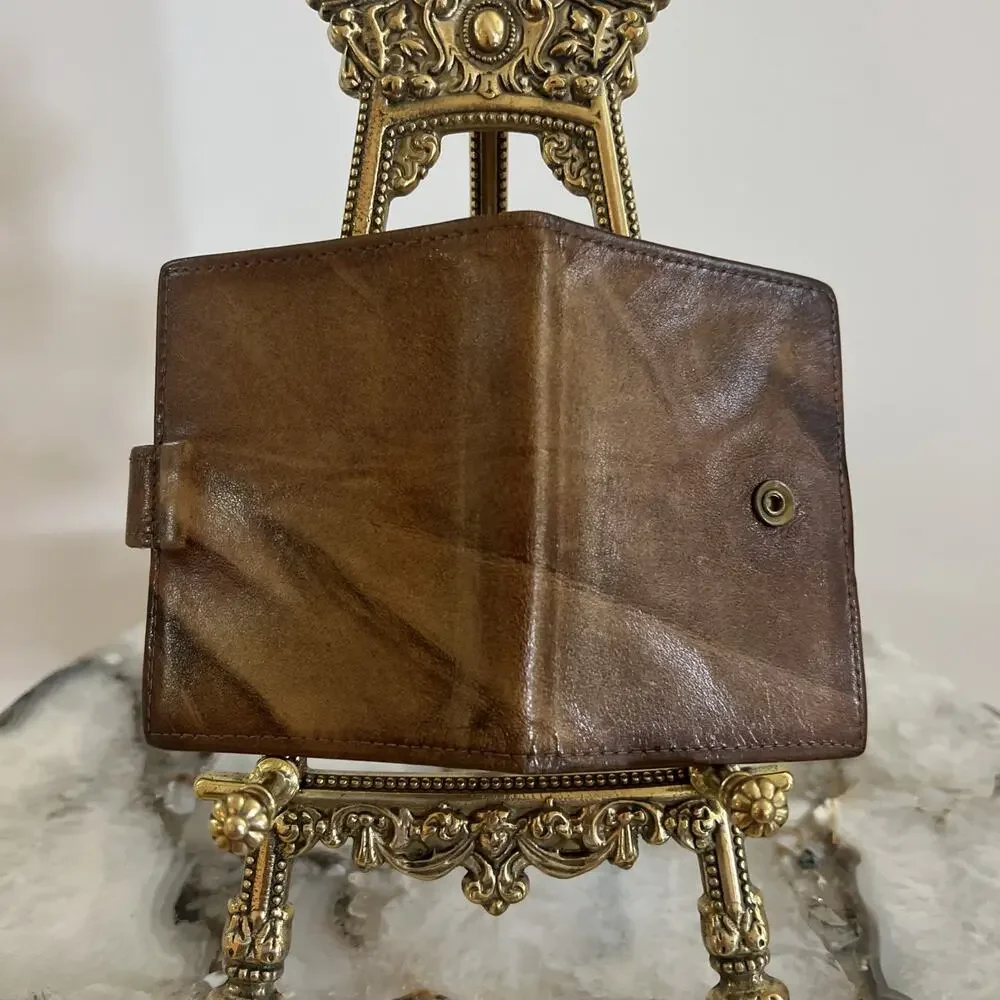 Vintage St Thomas Genuine Cowhide Leather Wallet Card Holder Brown Mid Century
